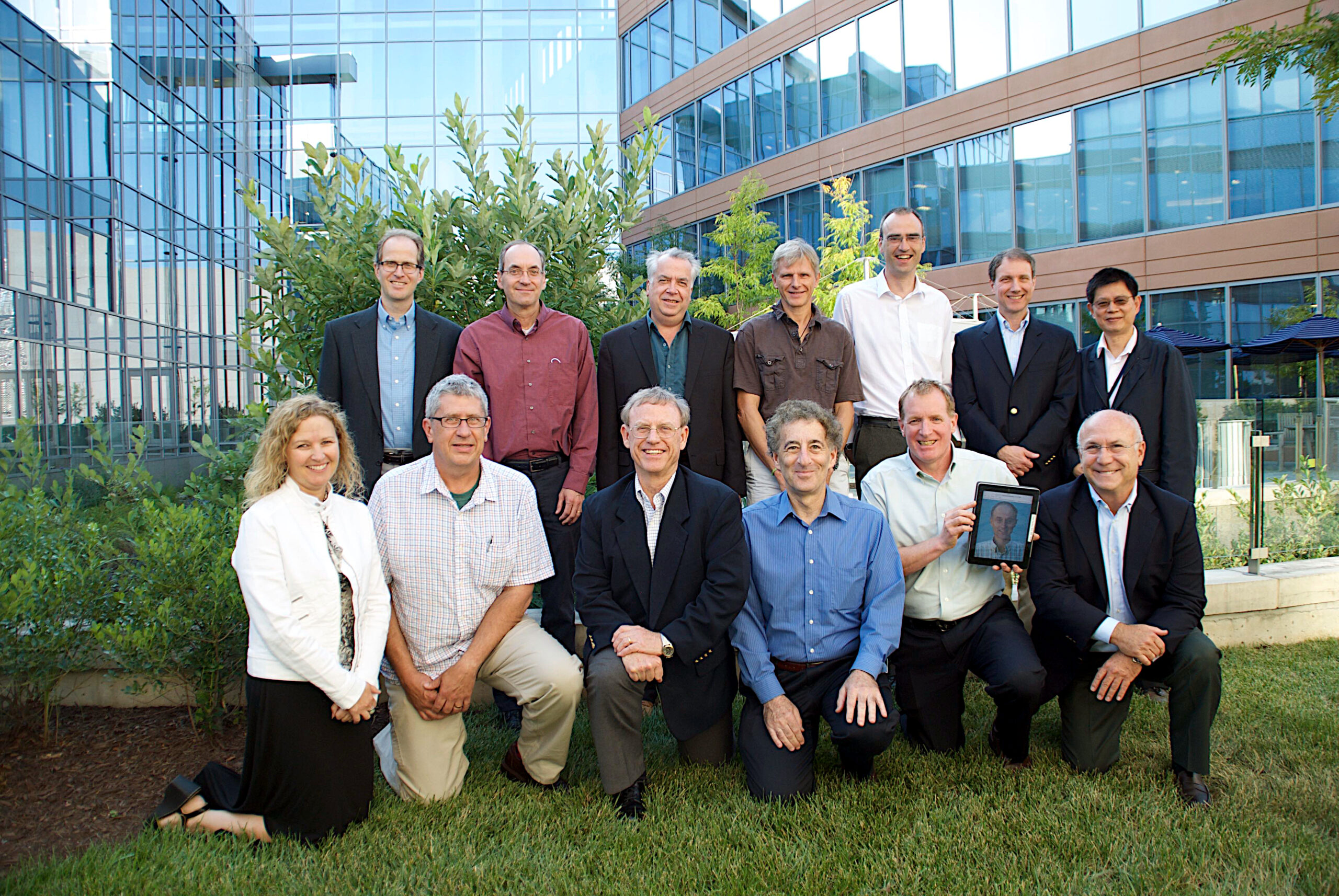 The UCACN Modeling Advisory Committee (UMAC) at NCEP in 2015. Front row: Christa Peters-Lidard, Richard Rood (co-chair), Fred Carr (co-chair), Cliff Mass, Peter Neilley, Alan Blumberg. Back row: Tom Hamill, Jim Doyle, Gilbert Brunet, Eric Chassignet, Andy Brown, Jim Kinter, and Bill Kuo. Additional members not present: Chris Bretherton, Ben Kirtman, and Anke Kamrath